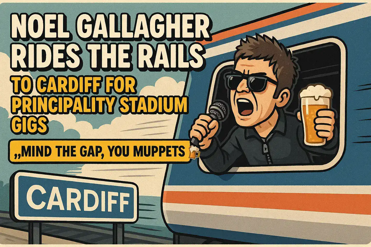 ๐ NOEL GALLAGHER RIDES THE RAILS TO CARDIFF FOR PRINCIPALITY STADIUM GIGS โ โMIND THE GAP, YOU MUPPETSโ ๐ค๐ป