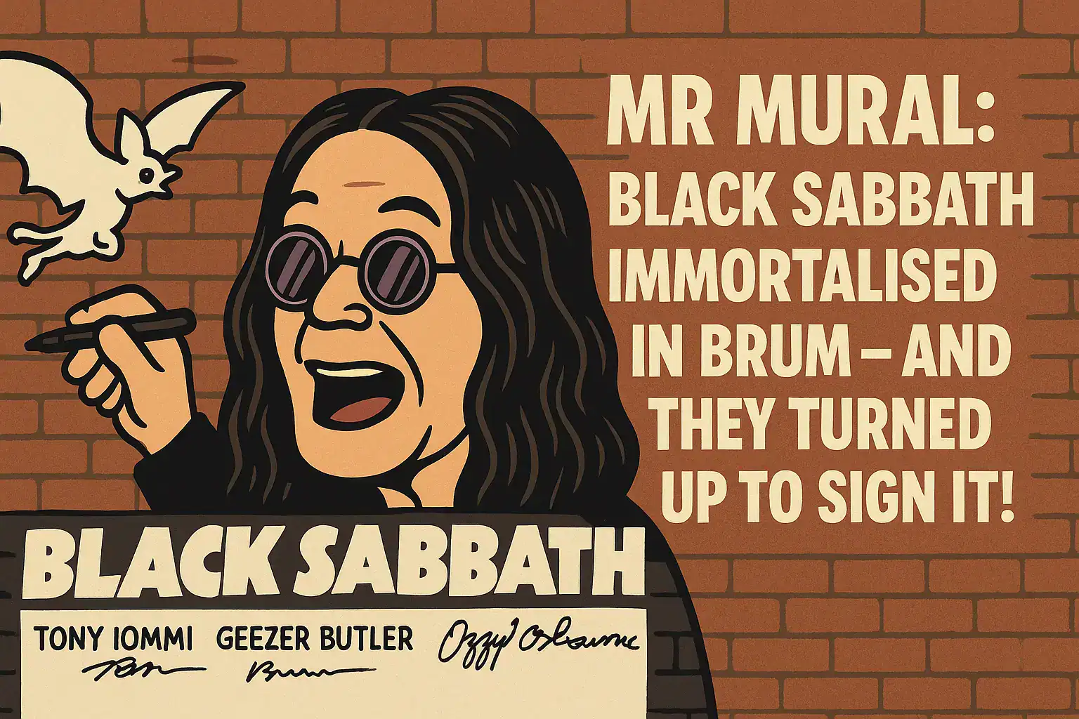 🎨 MR MURAL: BLACK SABBATH IMMORTALISED IN BRUM – AND THEY TURNED UP TO SIGN IT! 🦇
