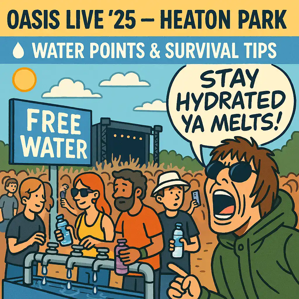 💧 OASIS LIVE ’25 – HEATON PARK: WATER POINTS & SURVIVAL TIPS 💧