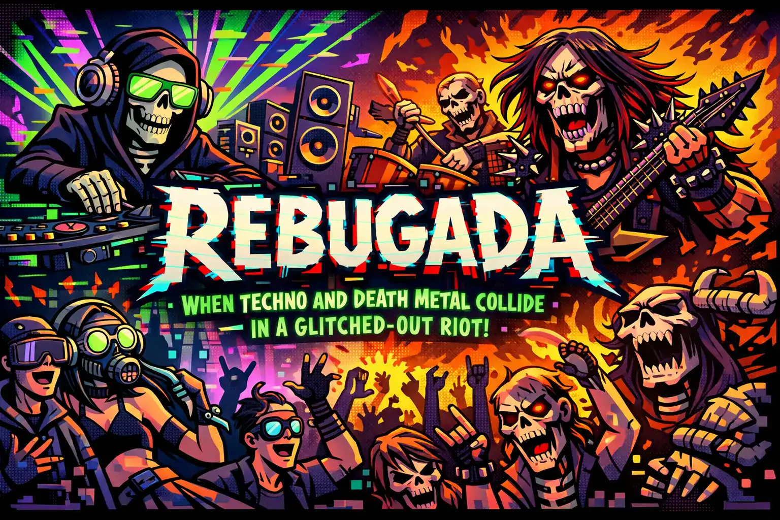 🔥🤖💀 REBUGADA: WHEN TECHNO AND DEATH METAL COLLIDE IN A GLITCHED-OUT RIOT 💀🤖🔥