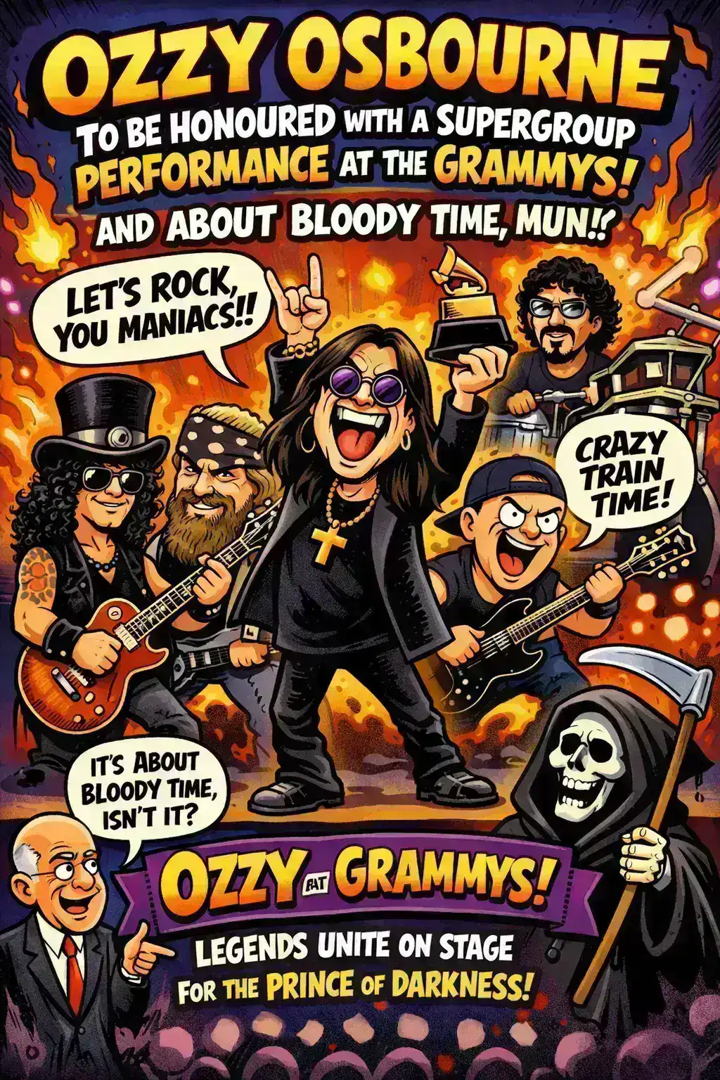 OZZY OSBOURNE TO BE HONOURED WITH A SUPERGROUP PERFORMANCE AT THE GRAMMYS โ AND ABOUT BLOODY TIME, MUN ๐ค๐ฅ