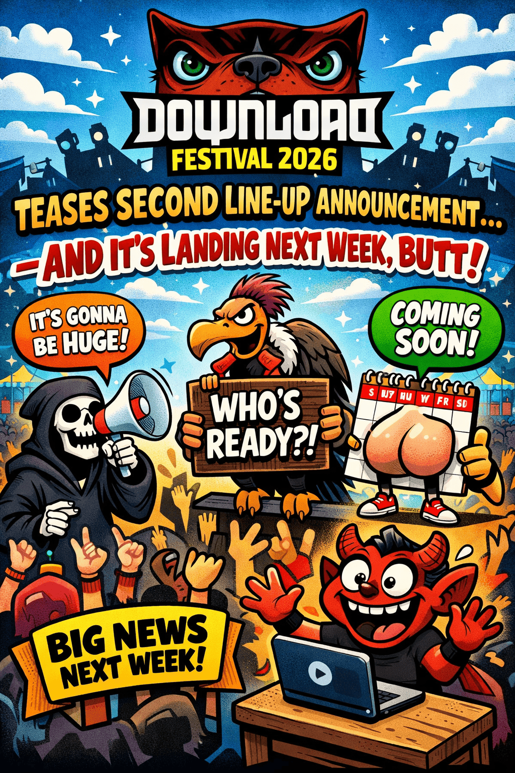 🤘🔥 DOWNLOAD FESTIVAL 2026 TEASES SECOND LINE-UP ANNOUNCEMENT – AND IT’S LANDING NEXT WEEK, BUTT! 🔥🤘