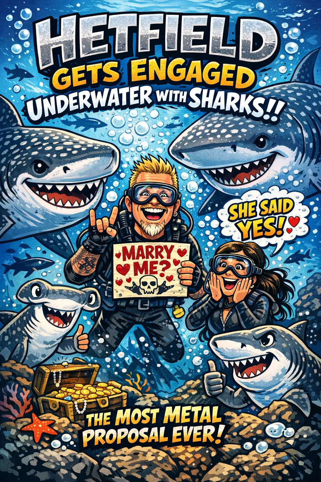 ๐ฆ๐ HETFIELD GOES FULL AQUAMAN โ METALLICA LEGEND PROPOSES UNDERWATER WITH SHARKS ๐ค