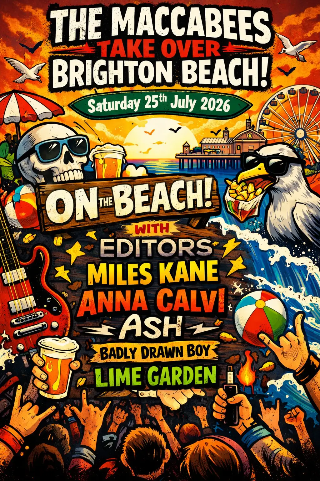 🌊🔥 THE MACCABEES TAKE OVER BRIGHTON BEACH – AND THE LINE-UP IS STACKED, BUTT 🔥🌊