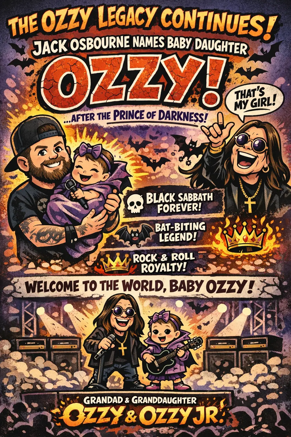 👶🦇 THE OZZY LEGACY CONTINUES! JACK OSBOURNE NAMES BABY DAUGHTER “OZZY” 🦇👶