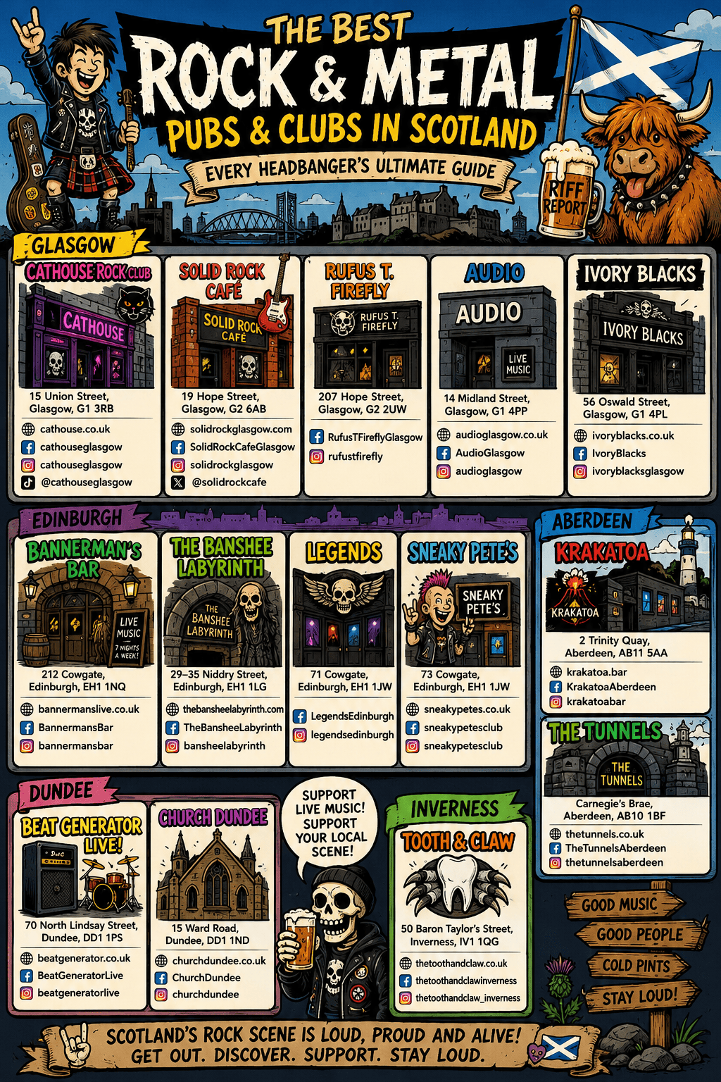 Rock and metal music posters and merchandise from Scotland's pubs and clubs.
