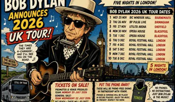 🎸 BOB DYLAN ANNOUNCES 2026 UK TOUR – INCLUDING FIVE-NIGHT LONDON RESIDENCY! 🇬🇧🔥