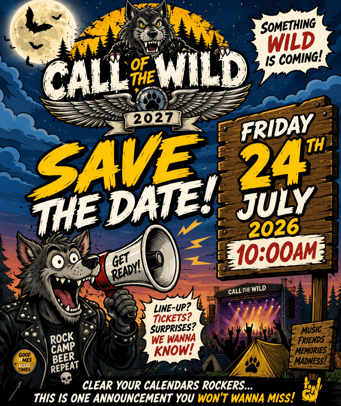 Promotional poster for Call of the Wild music festival on 24 July 2026.