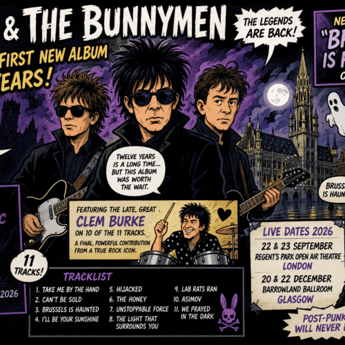 Promotional poster for Echo & The Bunnymen's new album and tour dates.