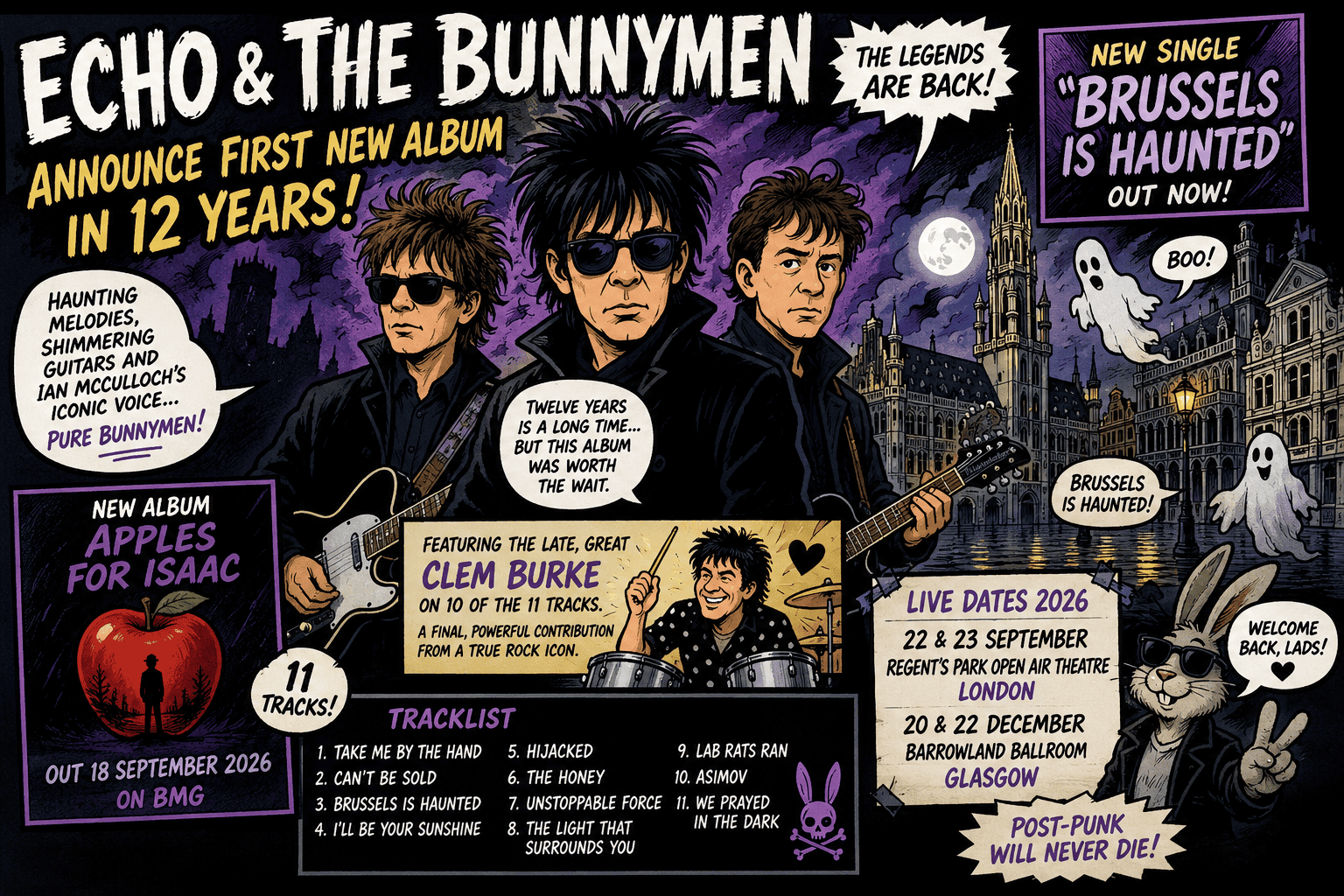 Promotional poster for Echo & The Bunnymen's new album and tour dates.