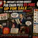 Infographic about Britain's pub chain up for sale, with people reacting to signs like 'FOR SALE 65 PUBS FOR SALE'.
