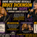 8c5073a5-7387-4aaa-8fe2-304416a0adcf - the Riff Report Blog Comic-style poster featuring Dave Mustaine (left) with guitar and Bruce Dickinson (right) singing, centered along with bold headlines about 'Hope' during cancer battle and quotes from friends; panels and speech bubbles emphasize friendship and resilience.