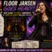 Promotional poster announcing Floor Jansen's heavy metal era with bold title, singer on the right, and album artwork for HyTress in the center, plus side panels of quotes and tracklist.