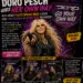 Rock poster with Doro Pesch in a studded jacket pointing at you, title 'Doro Pesch Goes Her Own Way' and 'Fleetwood Mac cover' text on a purple, fiery background