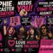 Poster for Sophie Lancaster Foundation with a cheering crowd holding anti-hate signs and messages about kindness, unity, and standing together against hate.