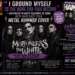 Magazine cover collage celebrating Motionless in White's 20th anniversary, featuring band photos, bold purple and white headlines, and 'Riff Report' panels on black-purple background.
